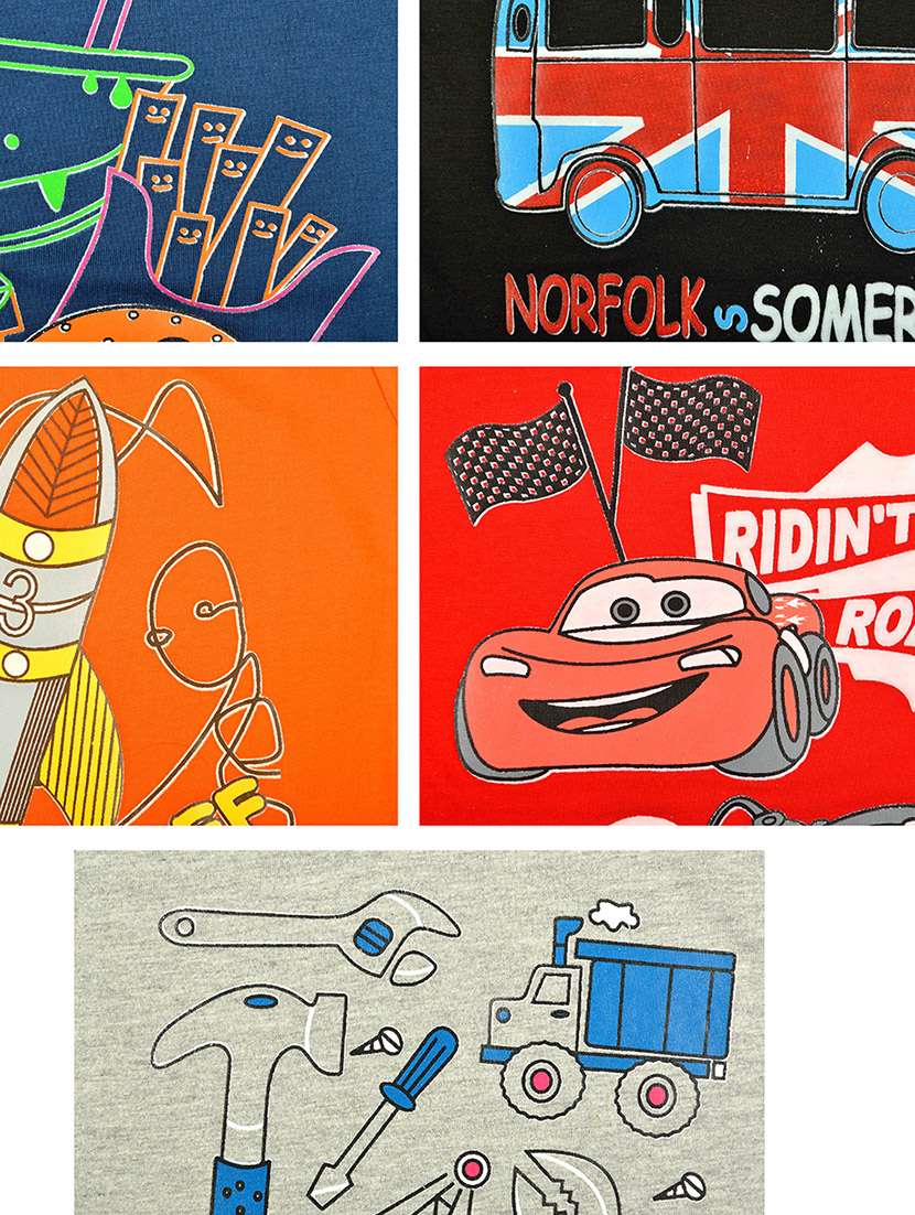 Set Of 5 Multi Colored Cotton T-shirt - 14746129 -  Standard Image - 5