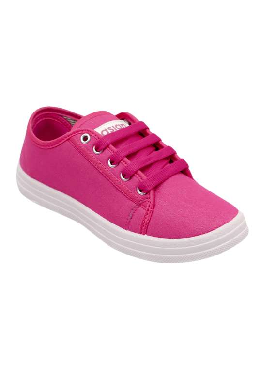 pink canvas laceup sneakers