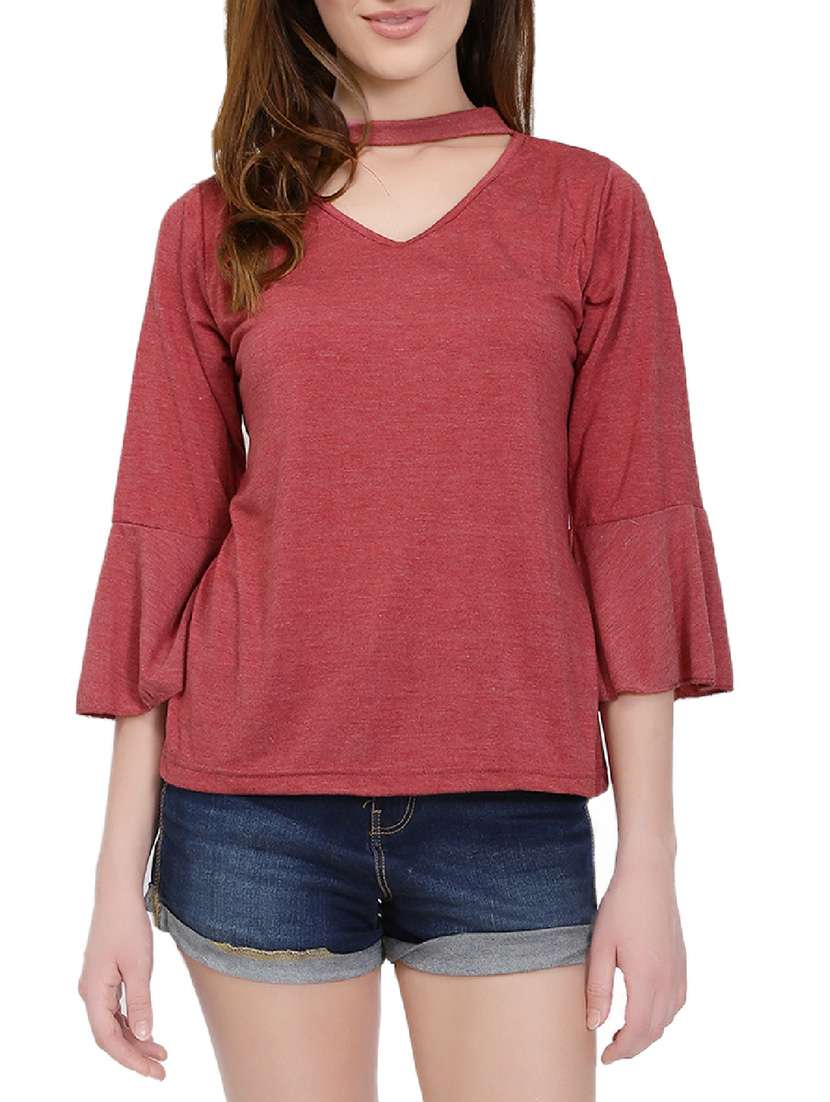 choker neck bell sleeved top - 14747110 -  Zoom Image - 0