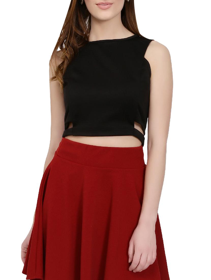 black polyester crop top - 14747116 -  Zoom Image - 0