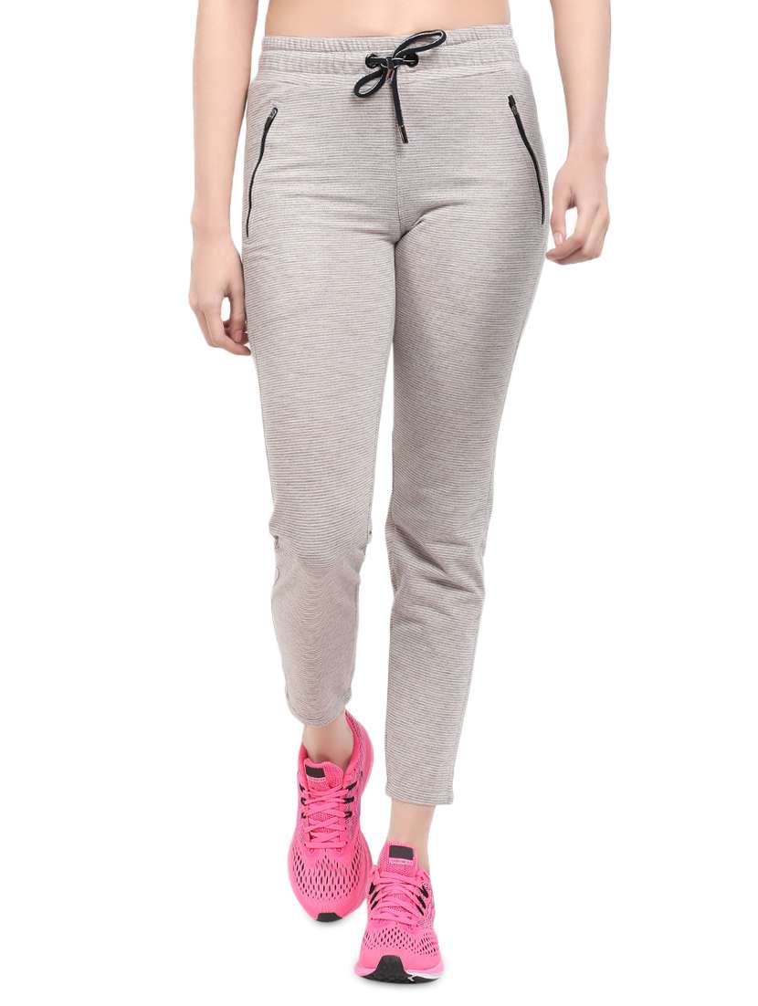 beige striped joggers