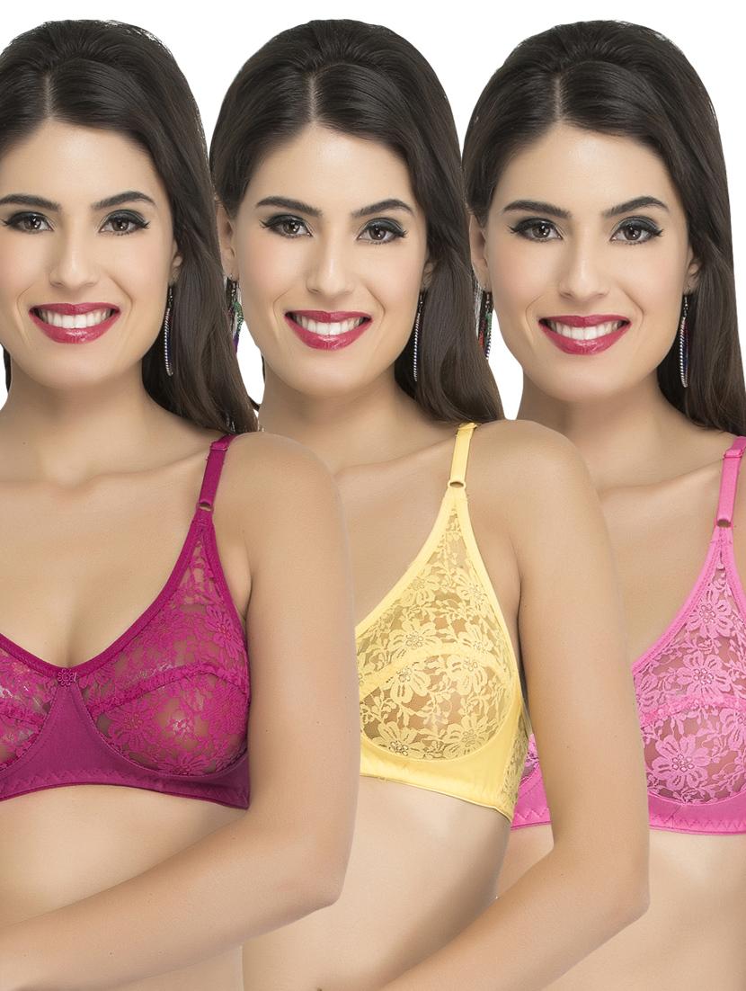 set of 3 floral lace minimizer bra - 14750986 -  Zoom Image - 0