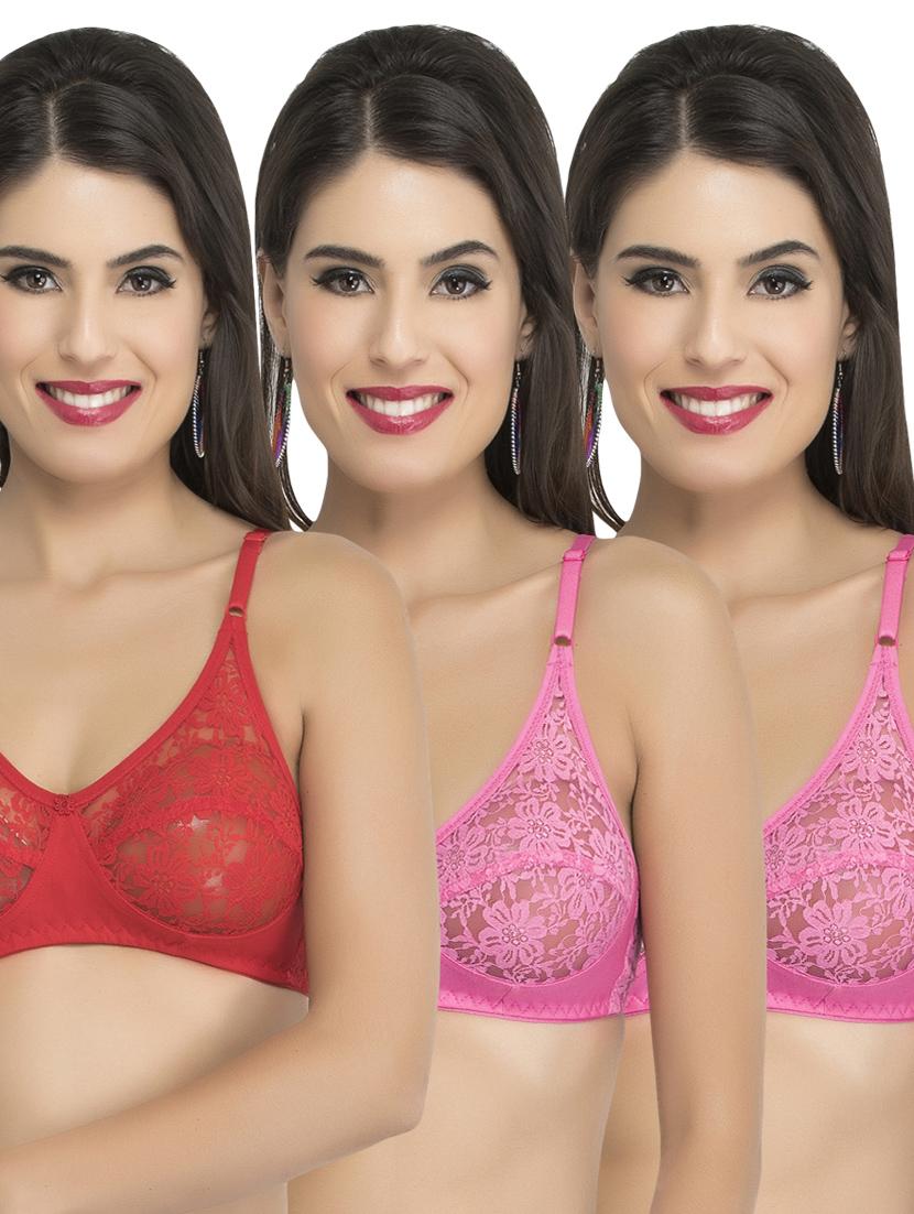 set of 3 floral lace minimizer bra - 14750990 -  Zoom Image - 0