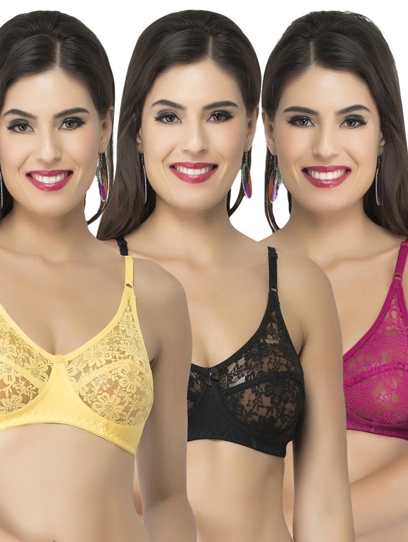 set of 3 floral lace minimizer bra - 14750997 -  Zoom Image - 0