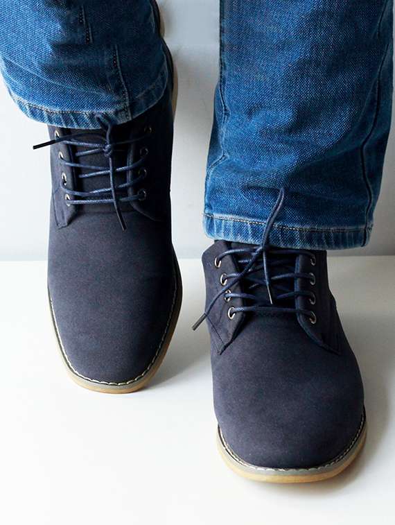 Buy online Navy Suede Lace Up Shoe from Casual Shoes for Men by