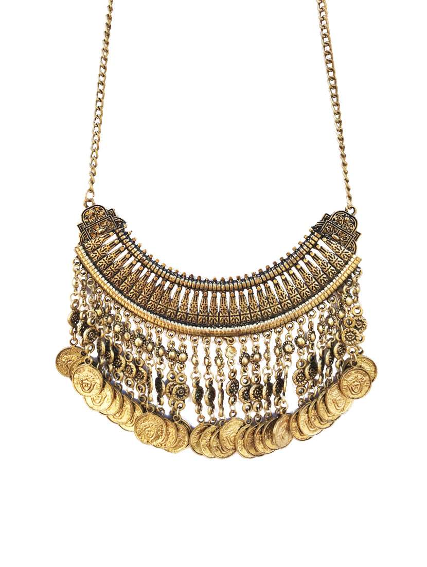 gold metal tribal necklace