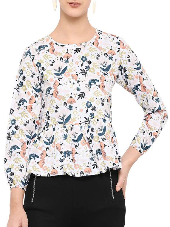 women's peplum round neck top