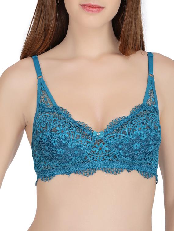floral laced bow patch bra - 14754786 -  Zoom Image - 0