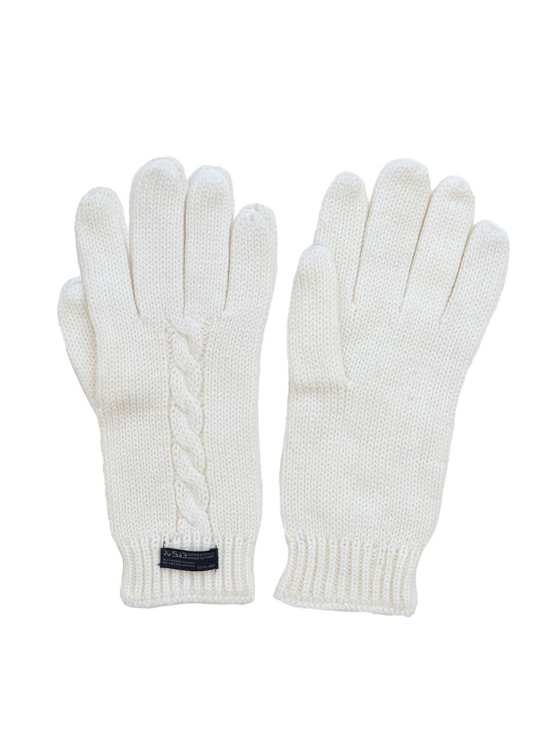 white woolen gloves
