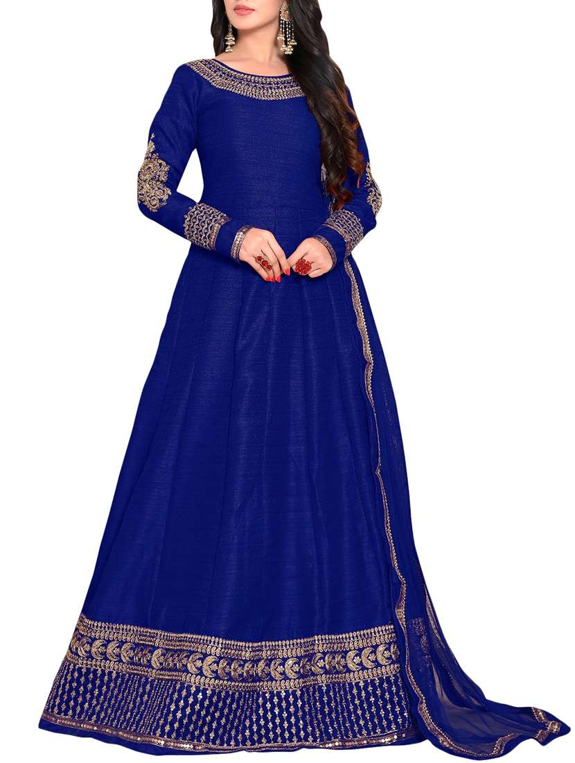 Embroidered semi-stitched anarkali suit