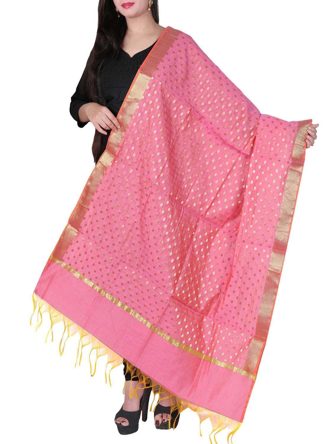 pink chanderi dupatta - 14761260 -  Zoom Image - 0