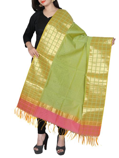 green chanderi dupatta - 14761267 -  Standard Image - 0