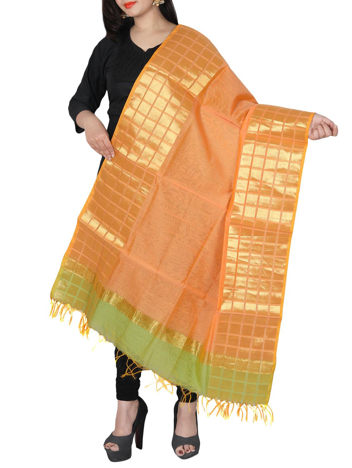 peach chanderi dupatta - 14761270 -  Zoom Image - 0