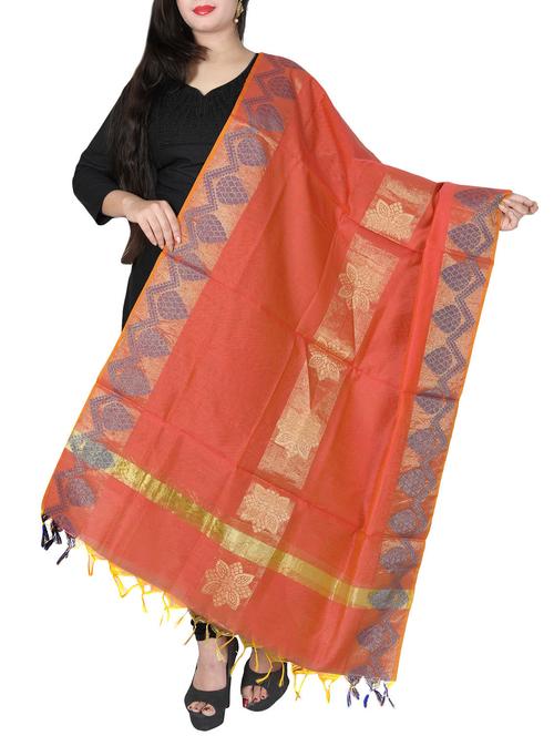 orange chanderi dupatta - 14761274 - Standard Image - 0