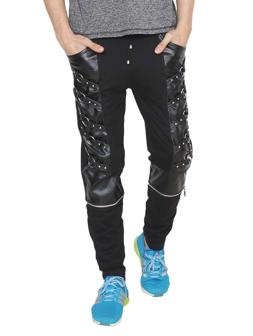black cotton  full length track pant