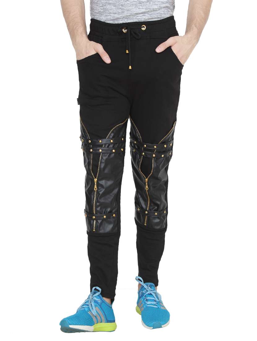 black cotton  full length track pant