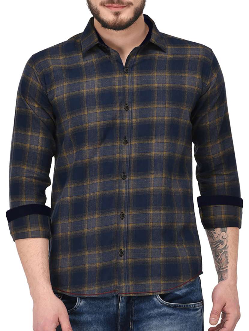 navy blue cotton casual shirt - 14766868 - Zoom Image - 0