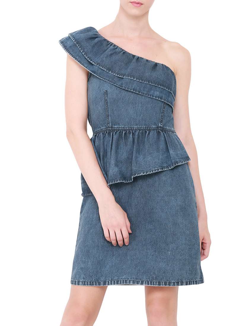 single shoulder layered dress