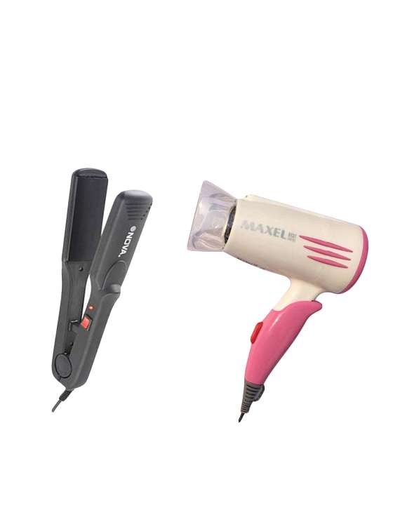 maxel combo of maxel professional  ak-003 flodable hair dryer with nova nhc-522 crm ceramic hair straightener