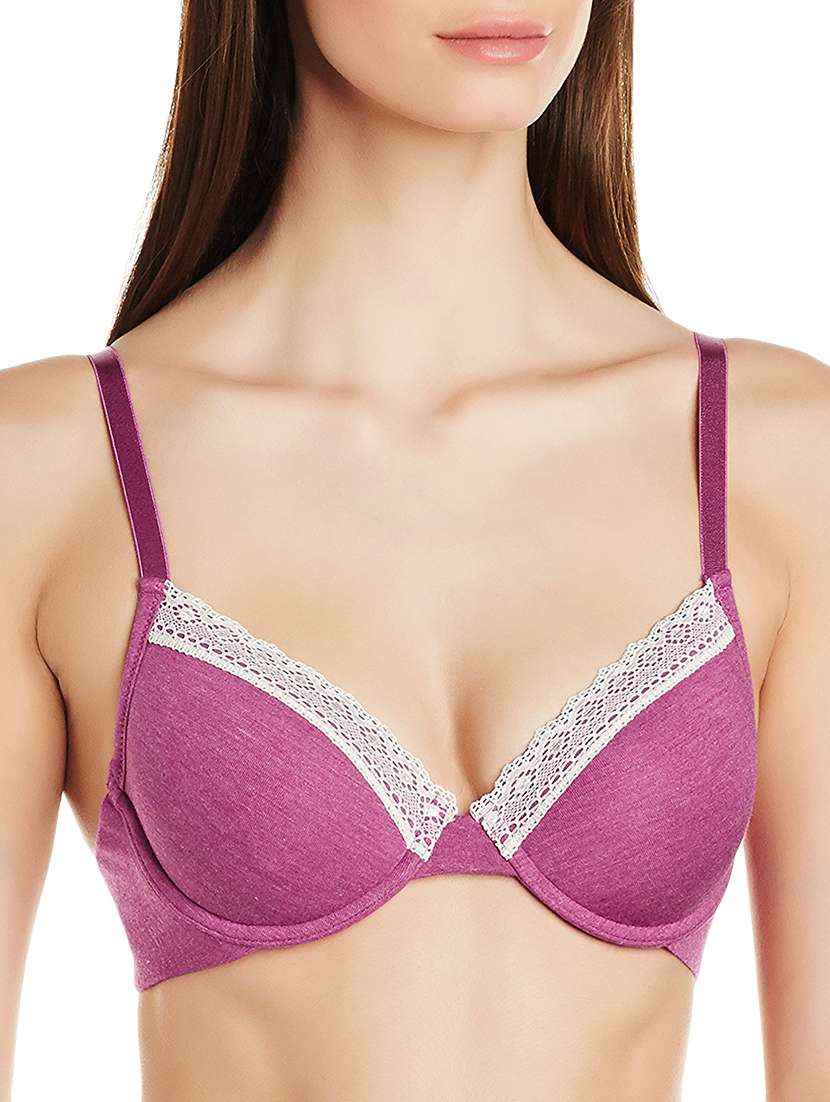 Buy online Pink Cotton Blend Bra from lingerie for Women by Bwitch