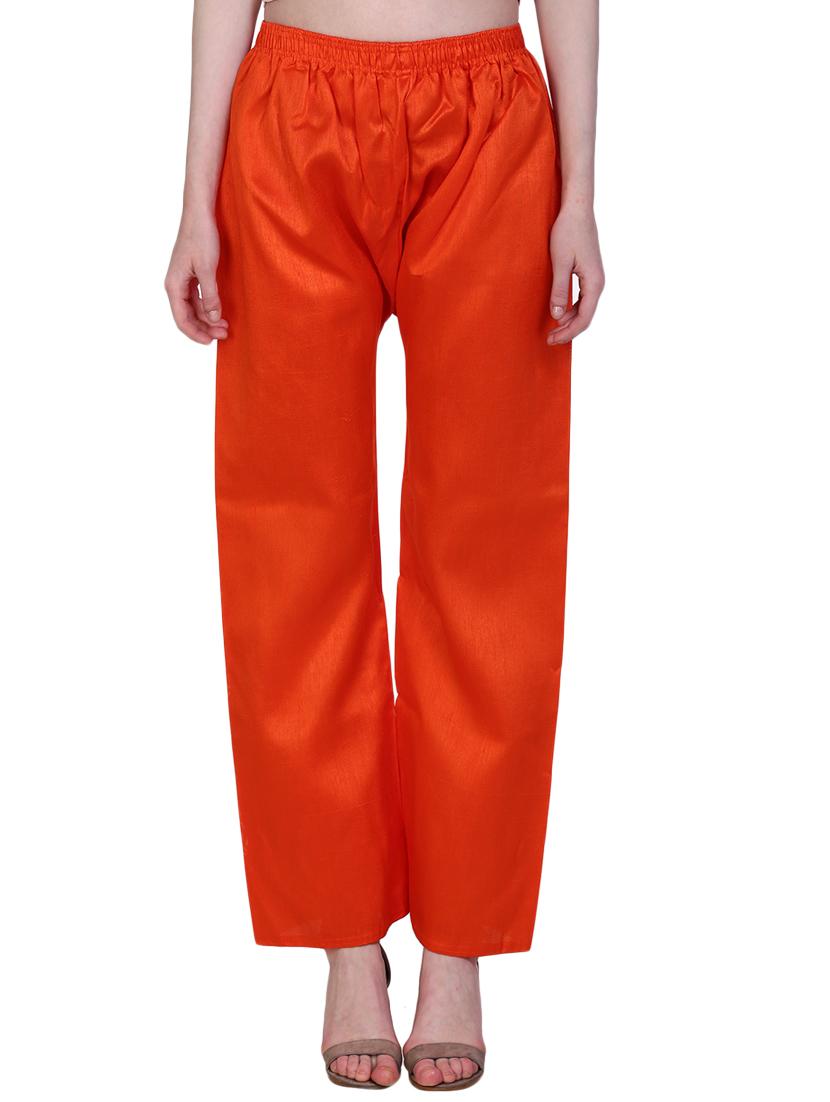 orange silk blend palazzos - 14773631 - Zoom Image - 0
