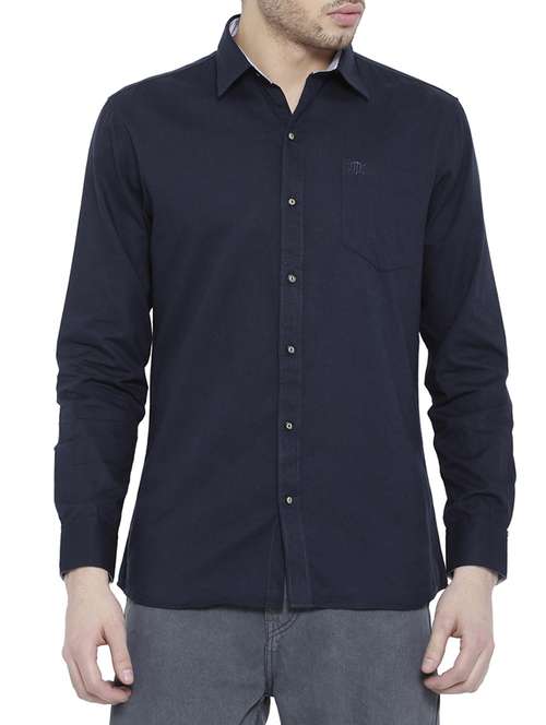 navy blue cotton casual shirt - 14774103 -  Standard Image - 0