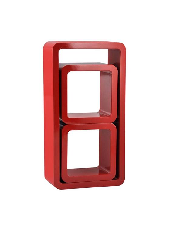 Wall Shelf Set Of 2 Cube 1 Rectangle Rack Shelves Red