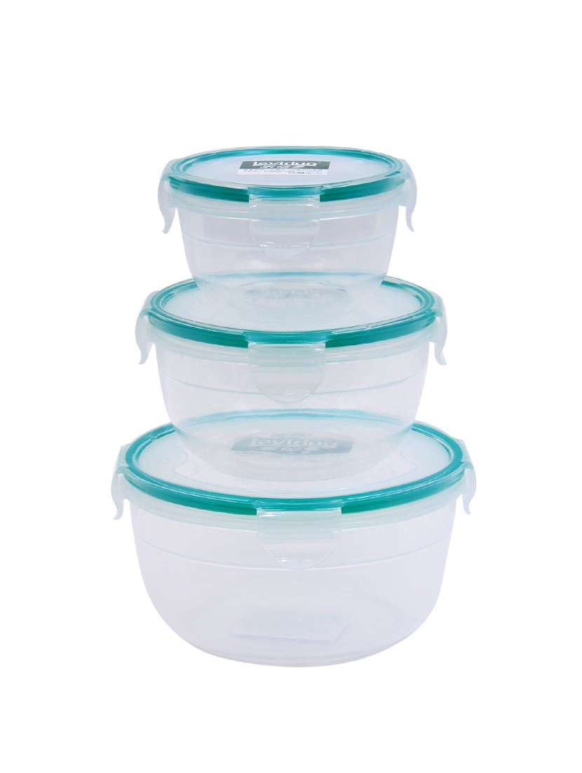 green lock cover lid storage box- set of 3