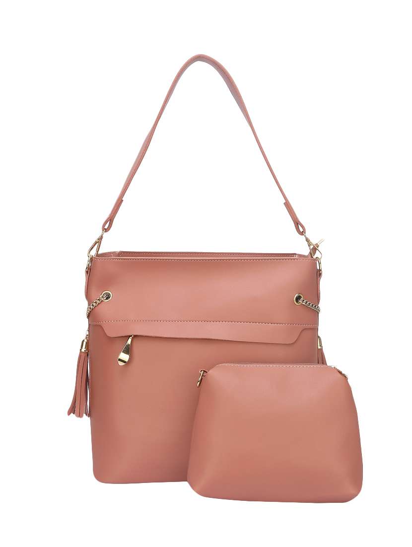 pink leatherette regular handbag
