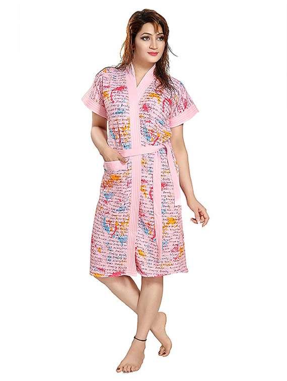 pink book print women bath robe - 14779730 -  Zoom Image - 0
