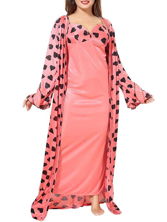 pink printed sleepwear robe set - 14779808 - Zoom Image - 0