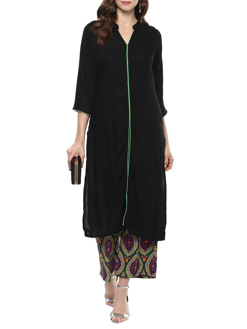 black rayon straight kurta