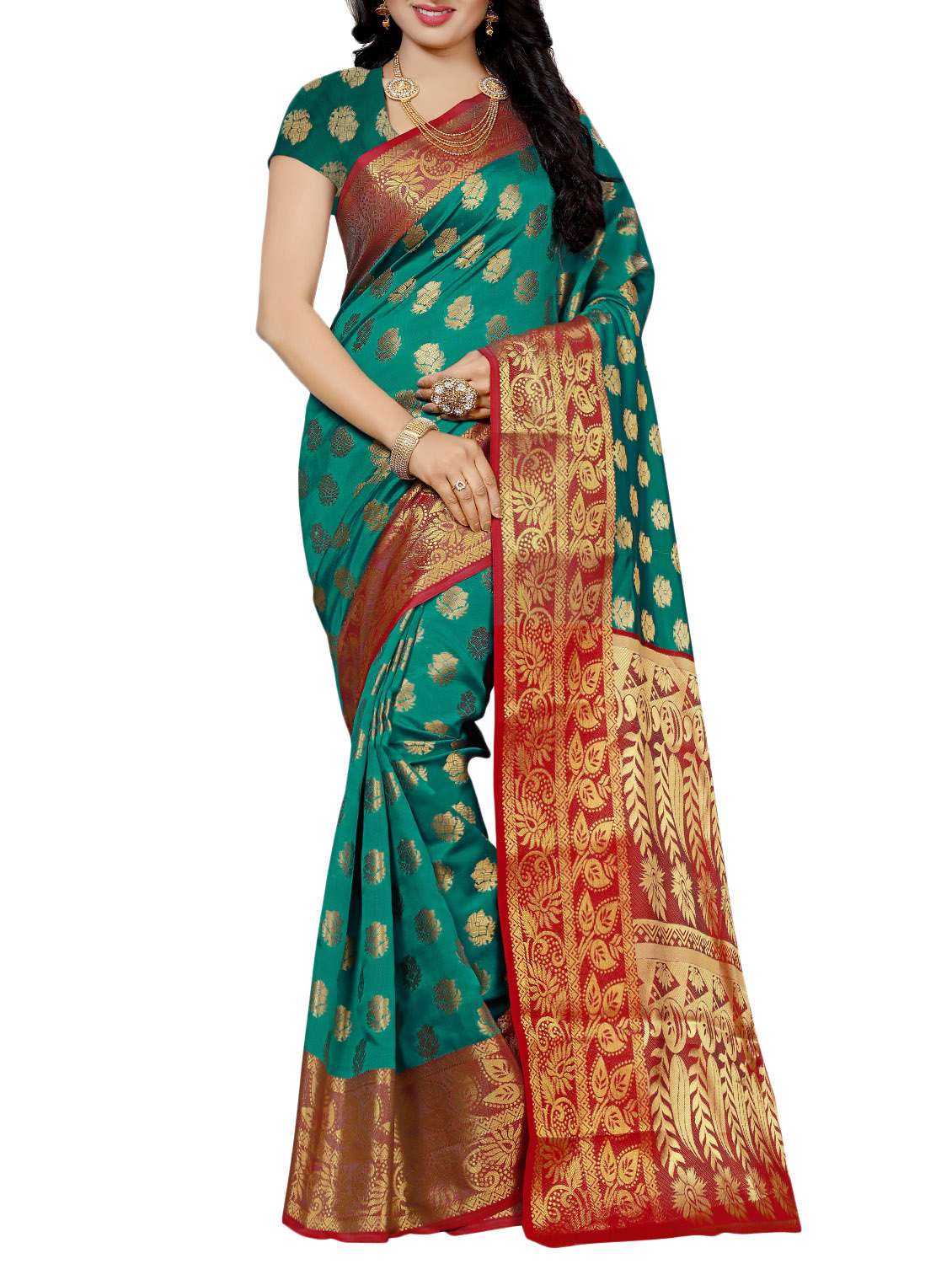 turquoise cotton saree with blouse