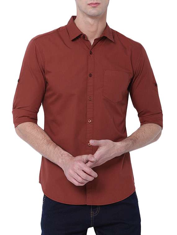 red cotton casual shirt