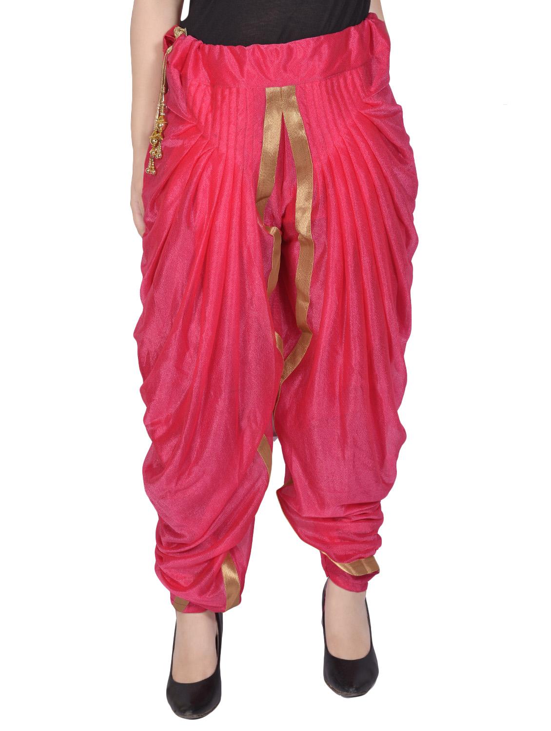 pink satin dhoti salwar salwars - 14783052 -  Zoom Image - 0