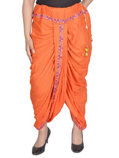 orange rayon dhoti salwar salwars - 14783055 -  Standard Image - 0