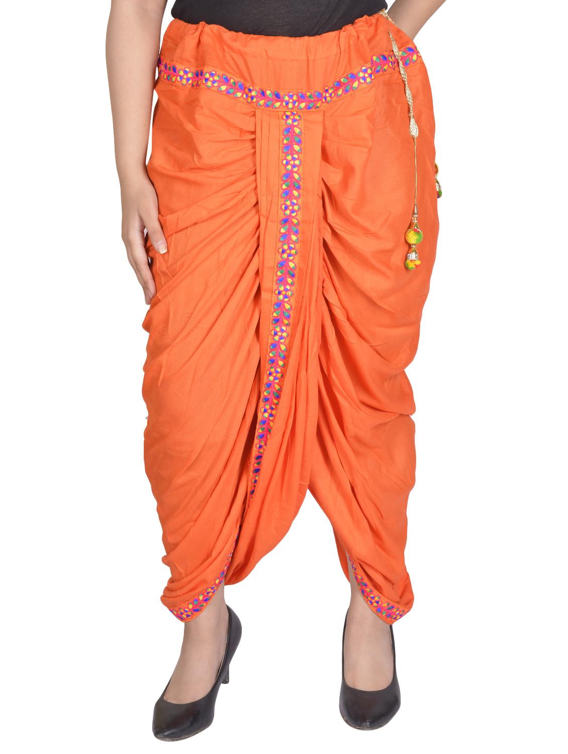 orange rayon dhoti salwar salwars - 14783055 -  Zoom Image - 0