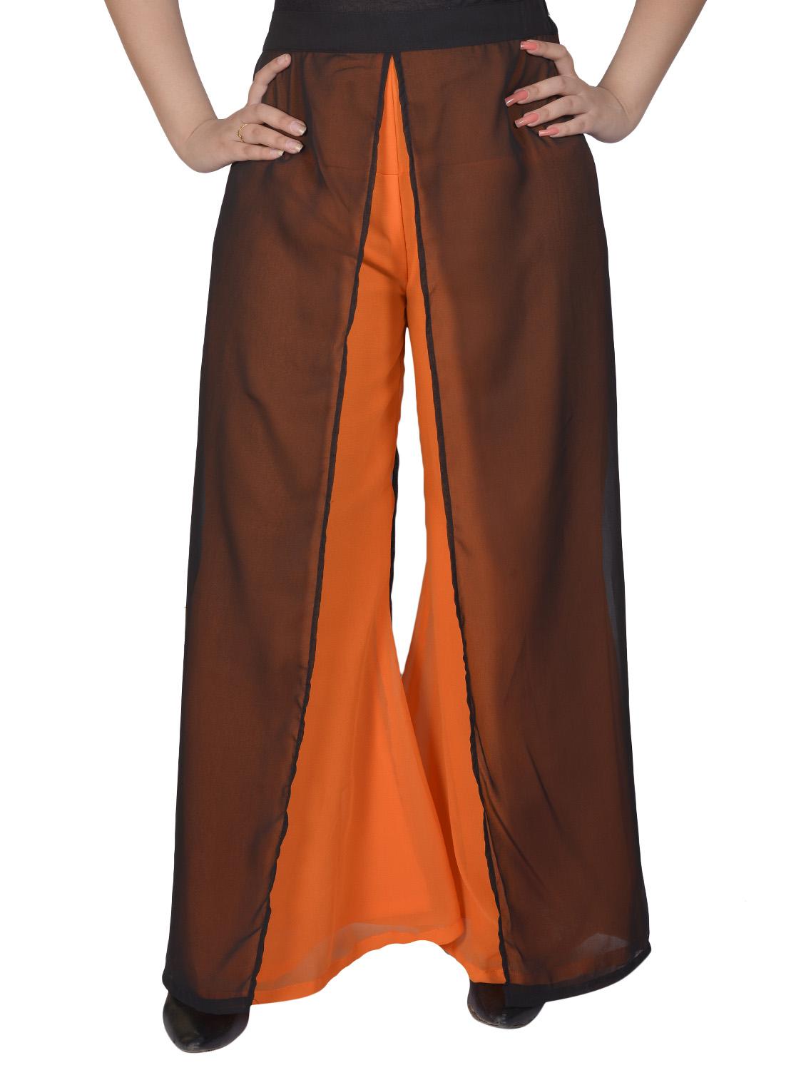 orange georgette flared palazzo - 14783070 - Zoom Image - 0