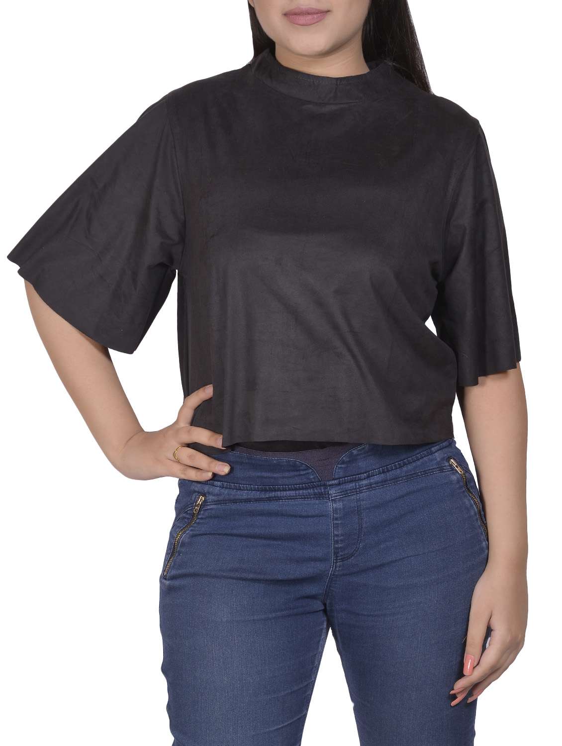 black velvet crop top - 14783077 - Zoom Image - 0