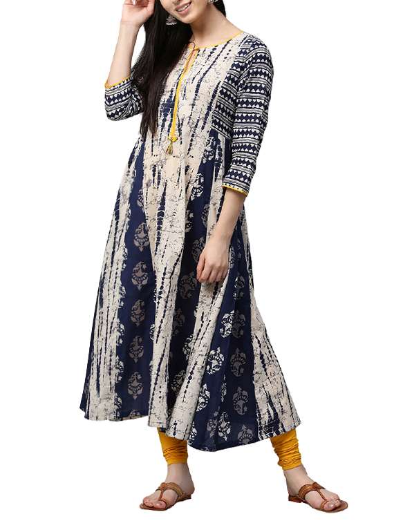 blue cotton a-line kurta