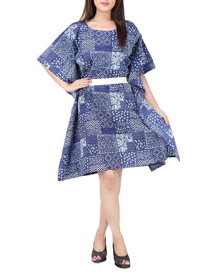 blue printed kaftan