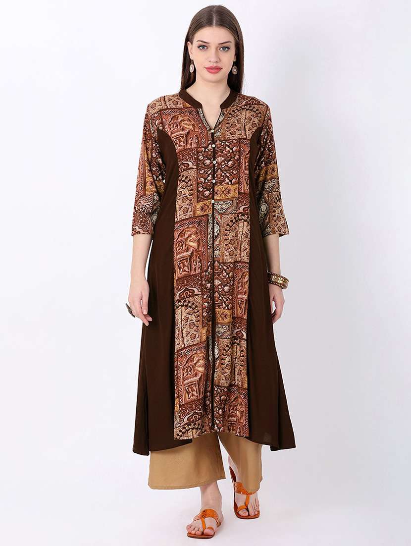 brown  rayon a-line kurta