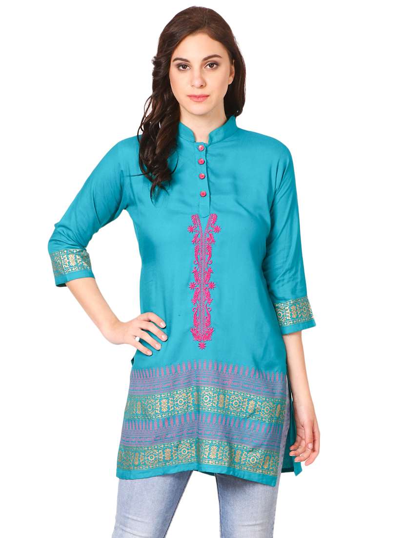 blue rayon straight kurti