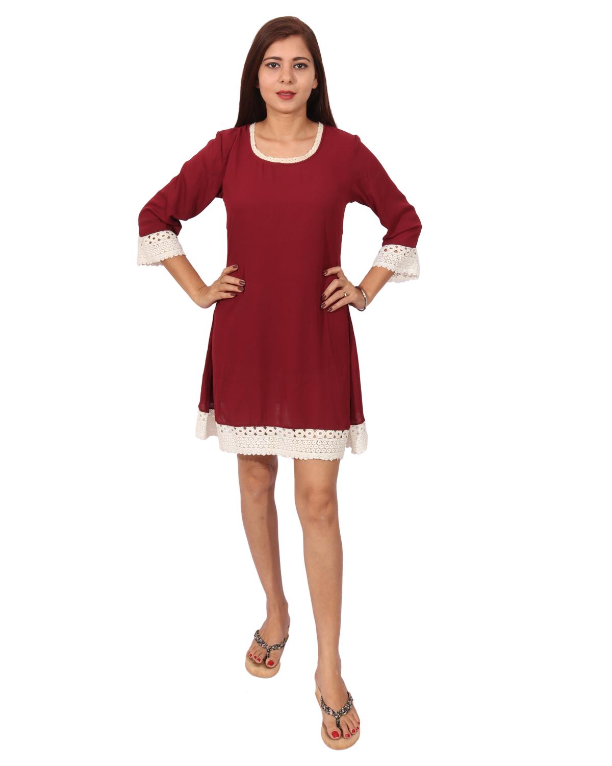 maroon solid a-line dress - 14787647 - Zoom Image - 0