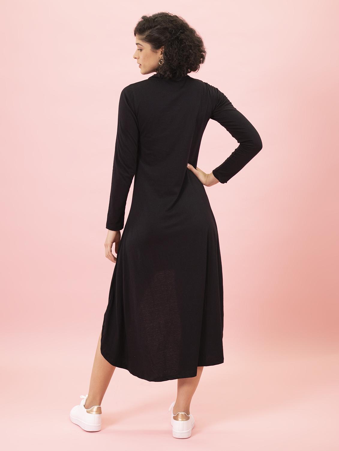 women's high low solid dress - 14789327 - Standard Image - 3