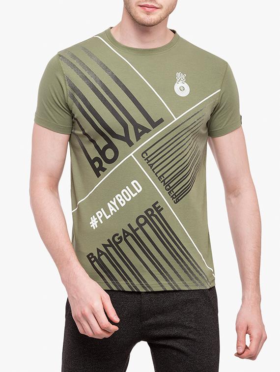 olive green cotton front print tshirt - 14789548 - Zoom Image - 0