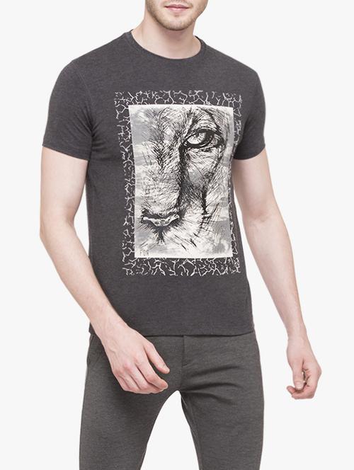 grey cotton front print tshirt - 14789595 -  Standard Image - 0