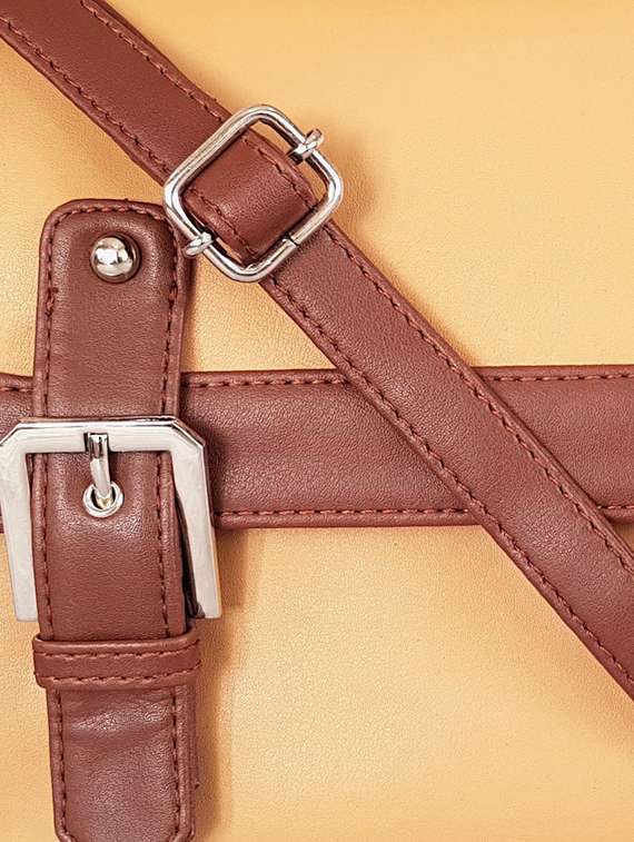 beige  leatherette  regular sling bag - 14790012 -  Standard Image - 3