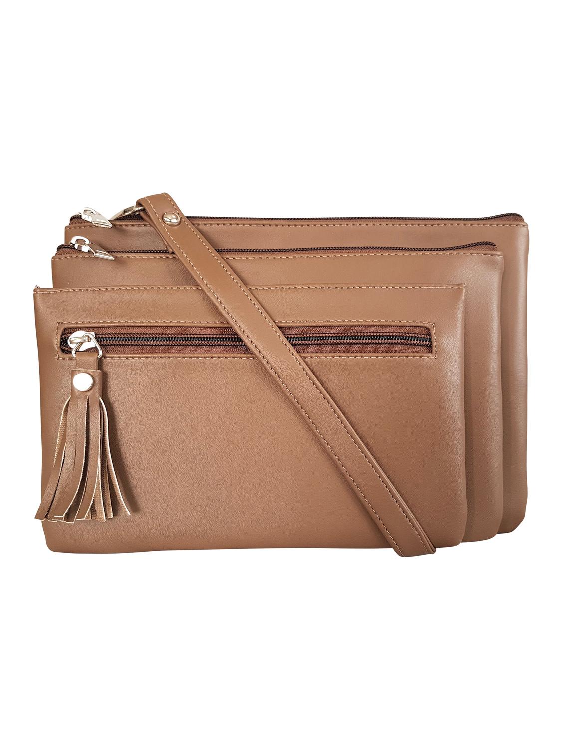 brown leatherette regular sling bag - 14790036 - Zoom Image - 0