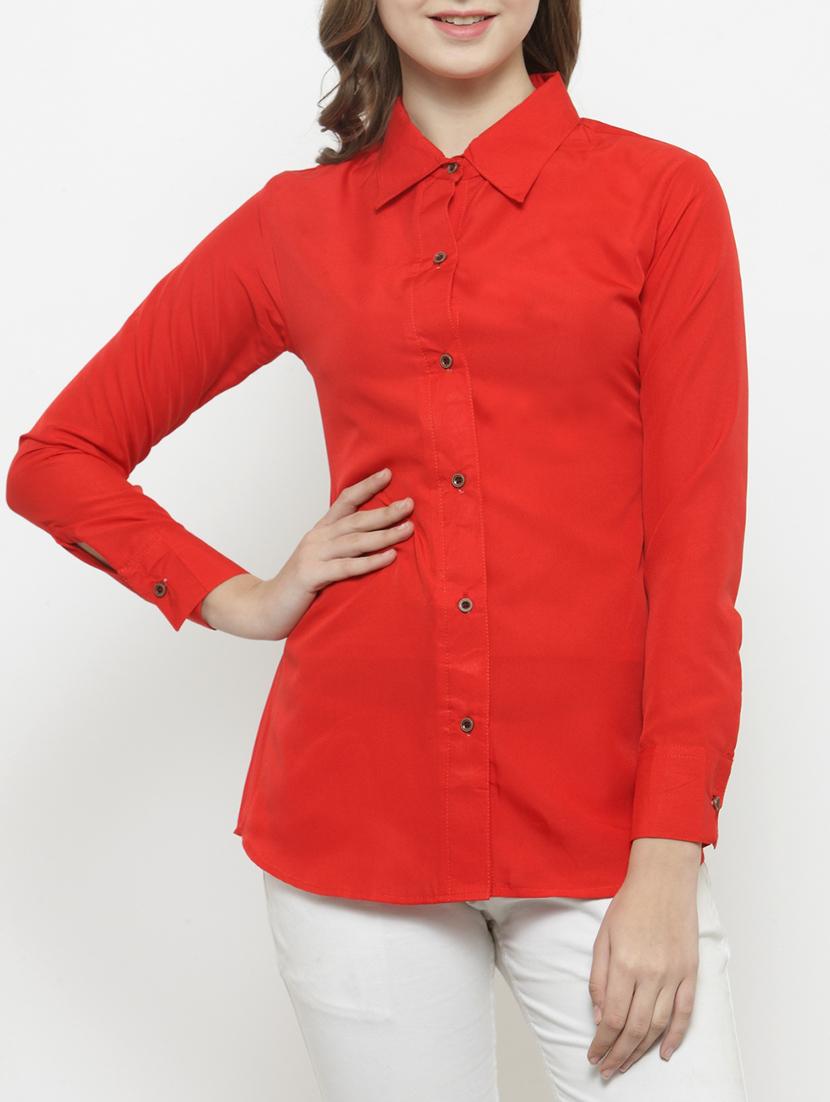 red poly crepe shirt - 14790498 - Zoom Image - 0